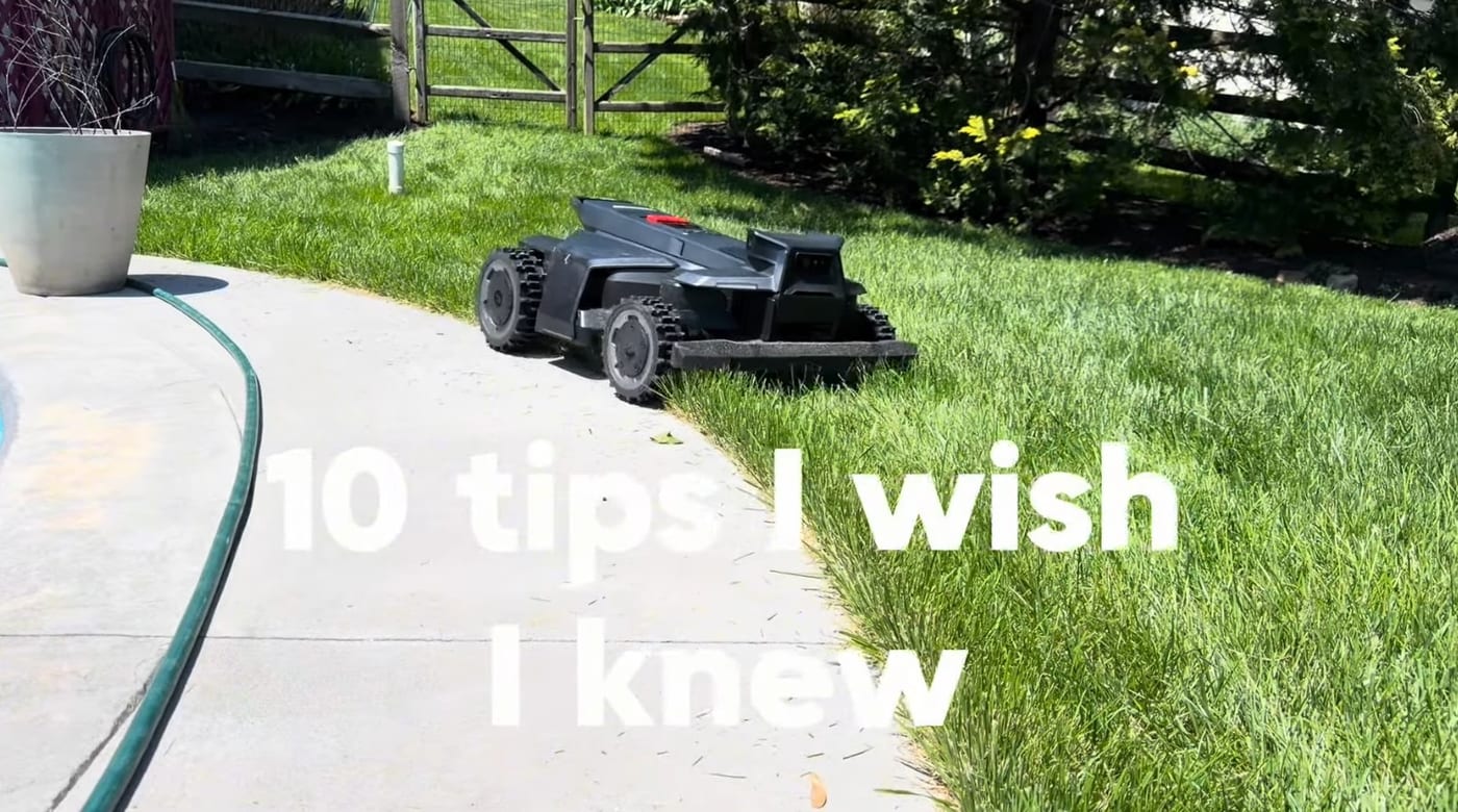 A robot mower working a lawn edge