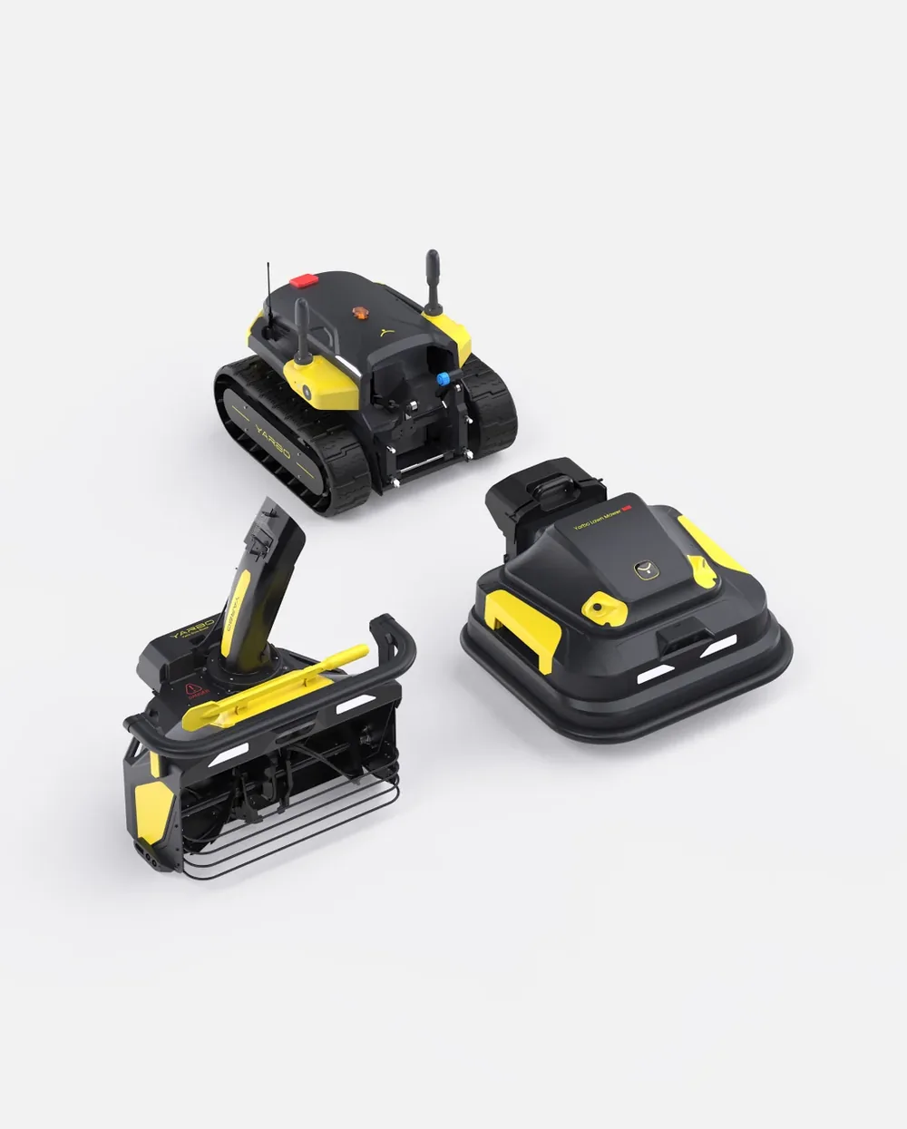The Yarbo Core with both the mower and snow blower modules — one machine earning year-round