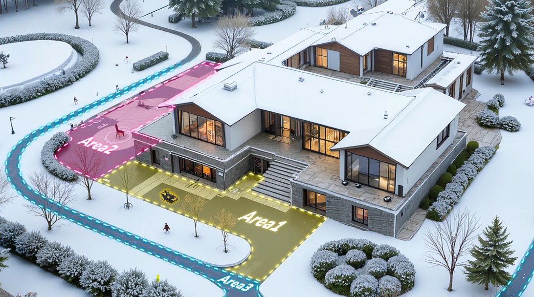 Mapping driveway and walkway snow zones in the Yarbo app